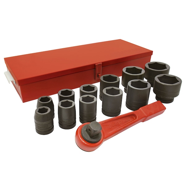 1" Drive Socket Set, Metric, 14 pcs